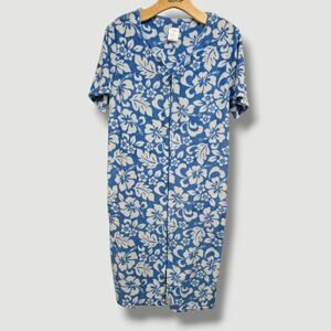 Secret Treasures Women’s Blue Tropical Floral Sleepwear Dress - Medium